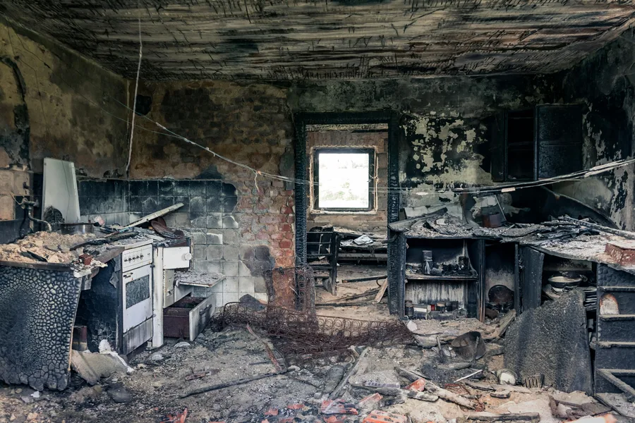 fire damage restoration boise idaho — smoke-damaged room