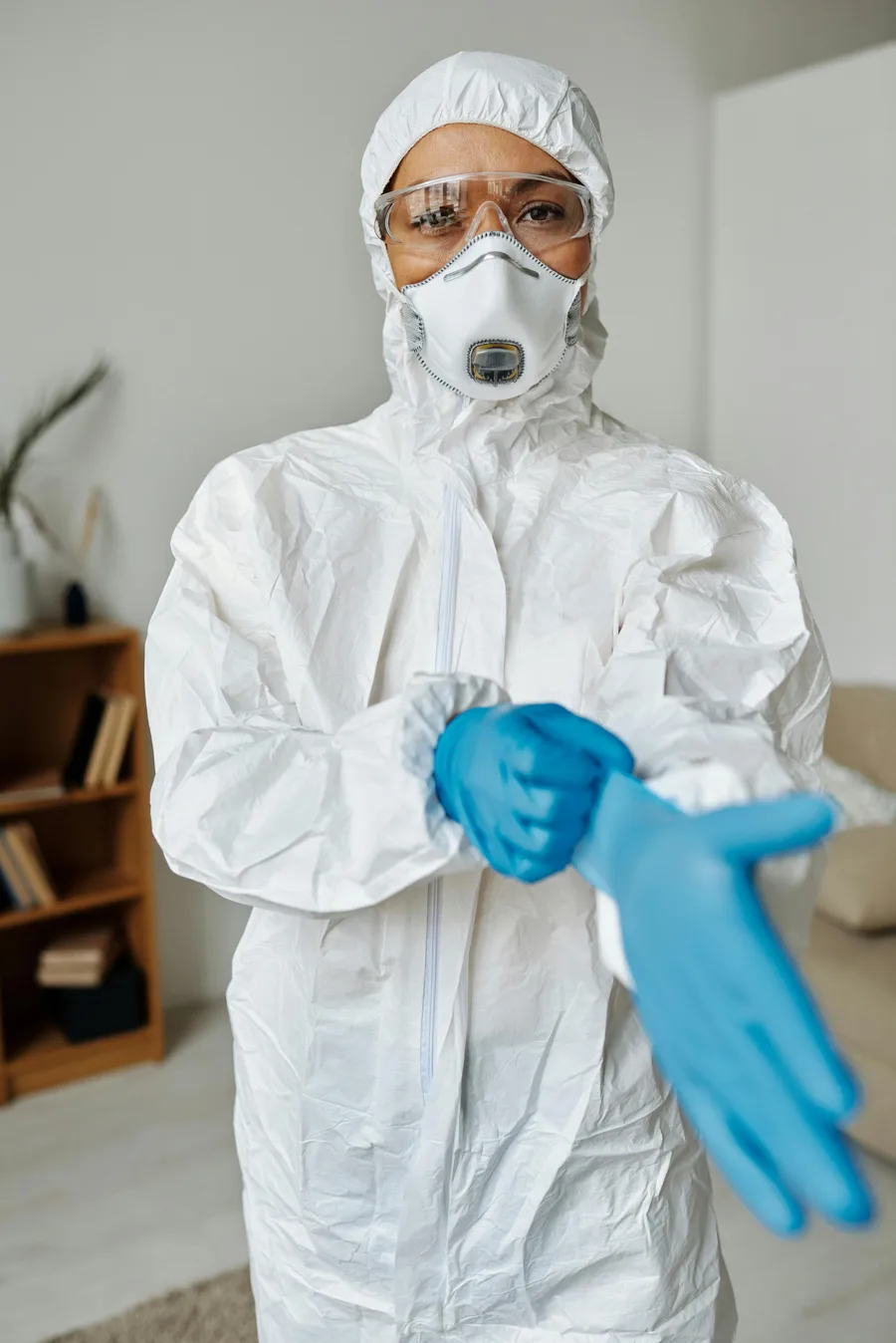 sewage cleanup boise idaho — technician in protective gear
